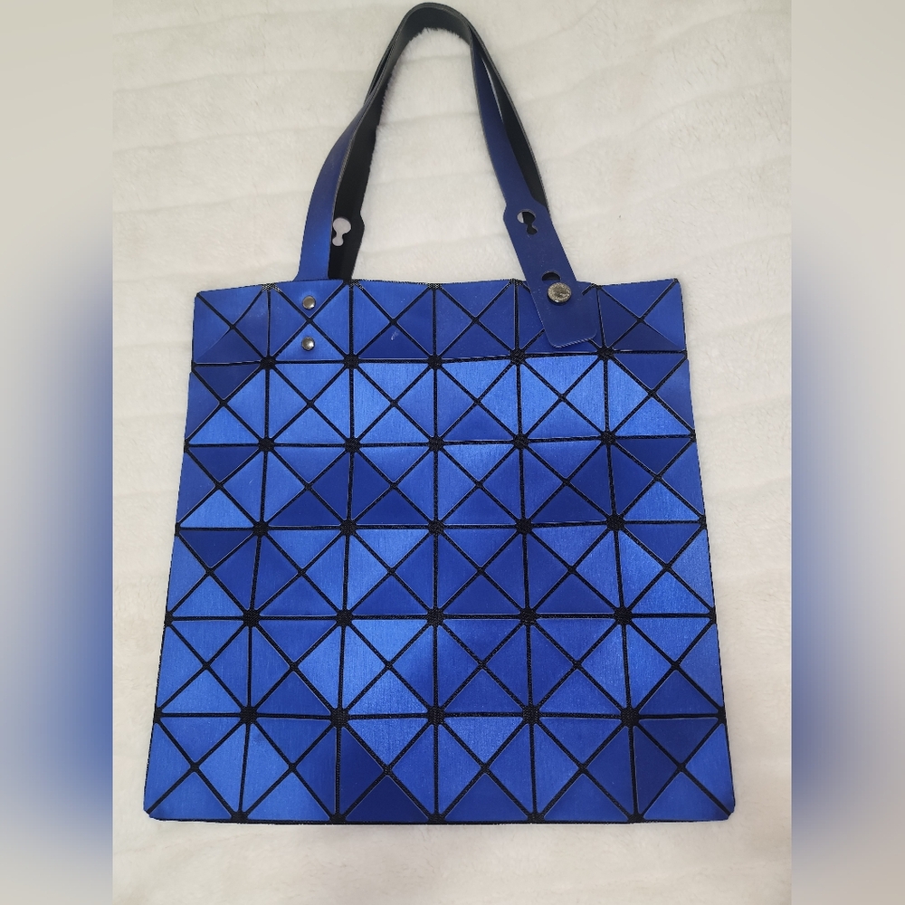 Modern Blue and Black Geometric Tote